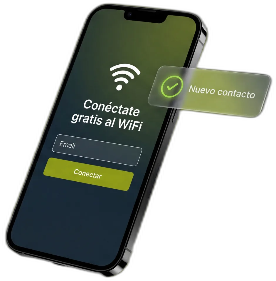 Pantalla de bienvenida WiFi Pro capturando un nuevo contacto